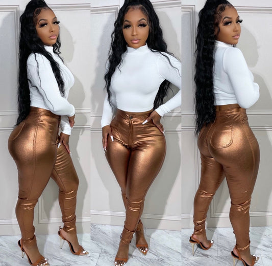 Metallic Bronze Pants