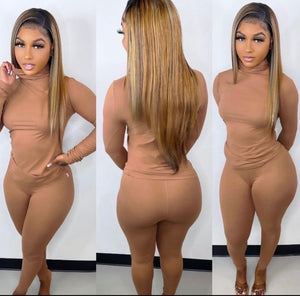 Camel Turtle Neck Set