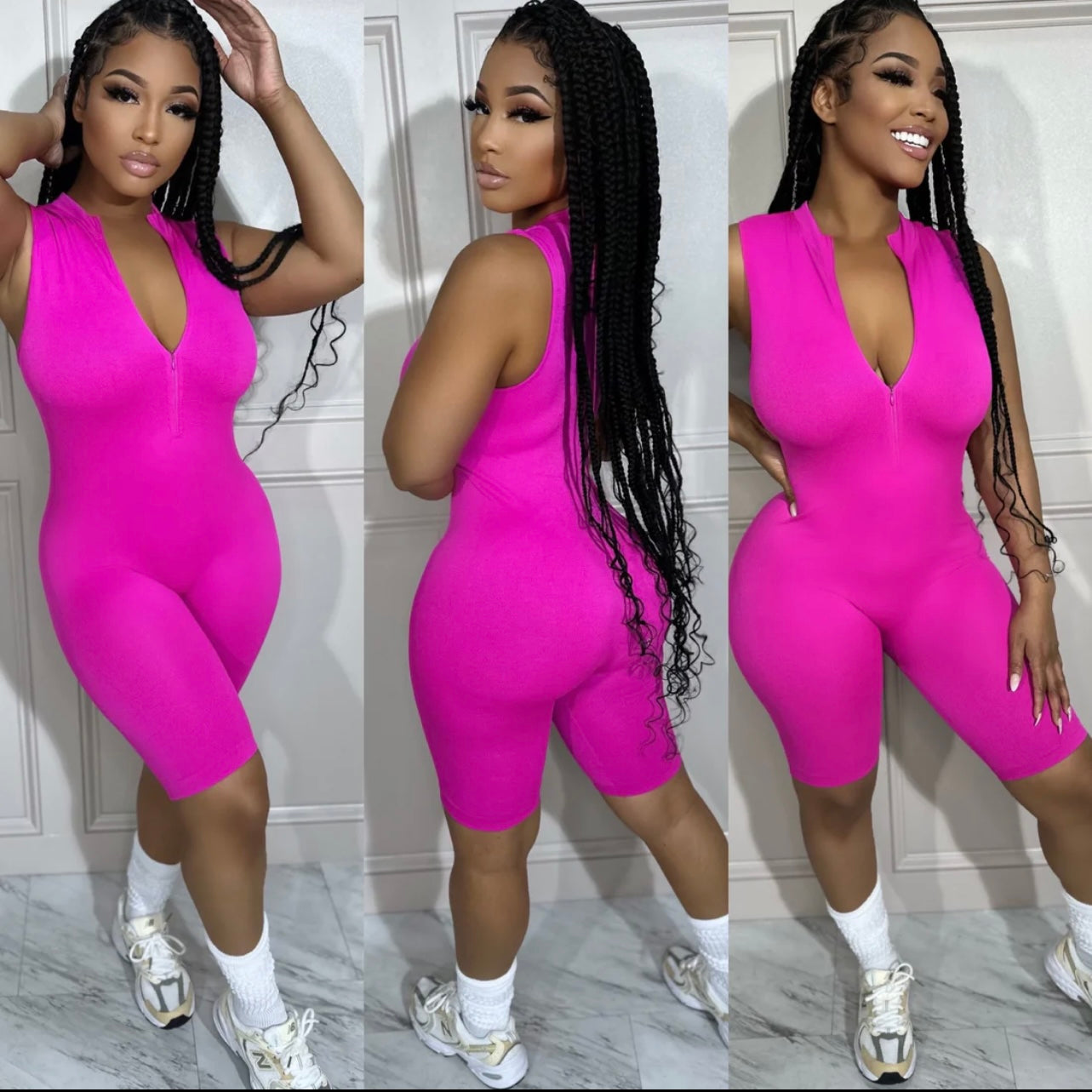 Pink Zipper Romper