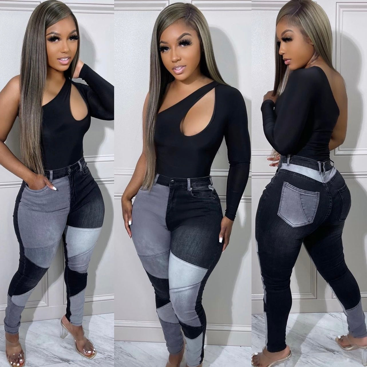 Black/Grey Denim Jeans